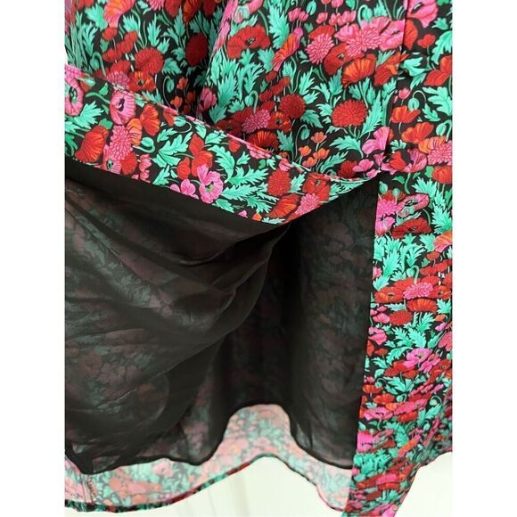 J. Crew Drapey Puff Sleeve Dress In Ratti Red Blooms Collection Dress Size 2 EUC - Picture 5 of 12